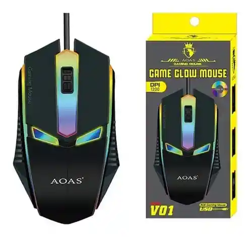 Mouse Gaming Usb Aoas V01 1200 Dpi Luces Rgb Gamer