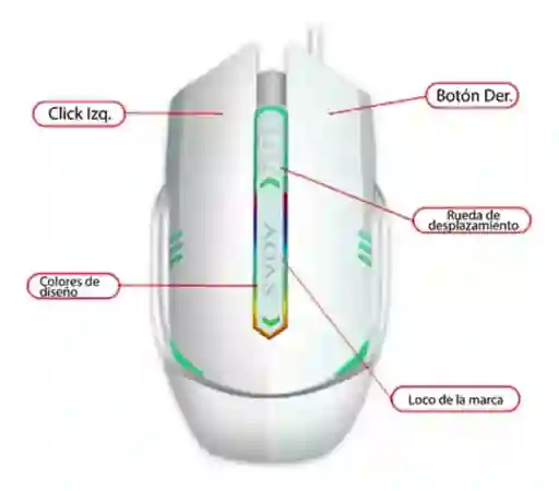 Mouse Óptico Gamer Ergonómico Aoas Usb Luces Rgb