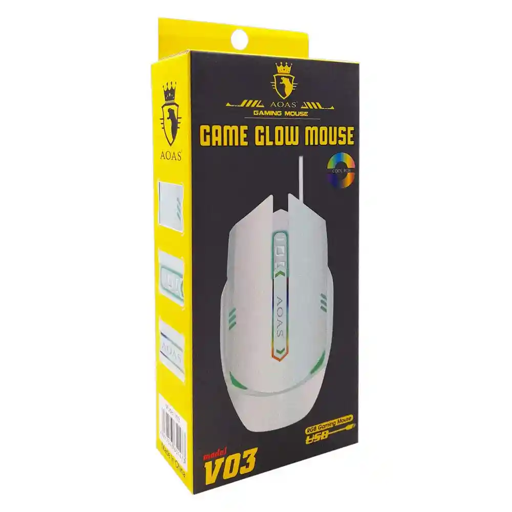 Mouse Óptico Gamer Ergonómico Aoas Usb Luces Rgb
