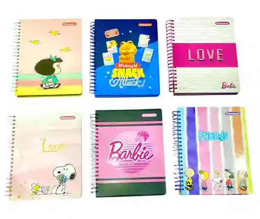 Cuaderno 7 Materias Grande De Mujer Argollado Cuadriculado Diseños Surtidos