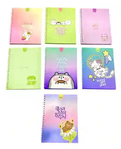 Cuaderno Argollado Lukis Pasta Dura 80 Hojas Cuadriculado Diseños Surtidos Para Mujer
