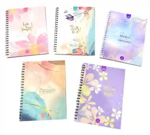 Cuaderno Argollado 80 Hojas Cuadriculado Lukis Diseños Surtidos Pasta Dura