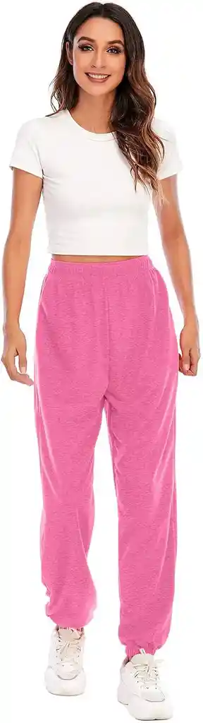 Joggers Deportivos Bolsillos De Cremallera Color Rosado