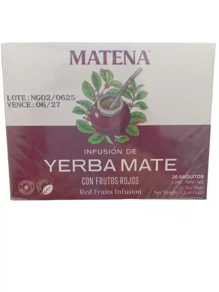 Yerba Mate En Saquitos Con Frutos Rojos (caja X 20 Unidades) Matena