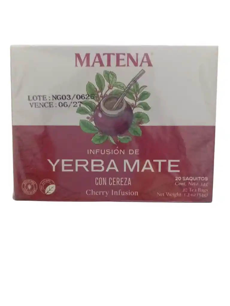 Yerba Mate En Saquitos Con Cereza (caja X 20 Unidades) Matena