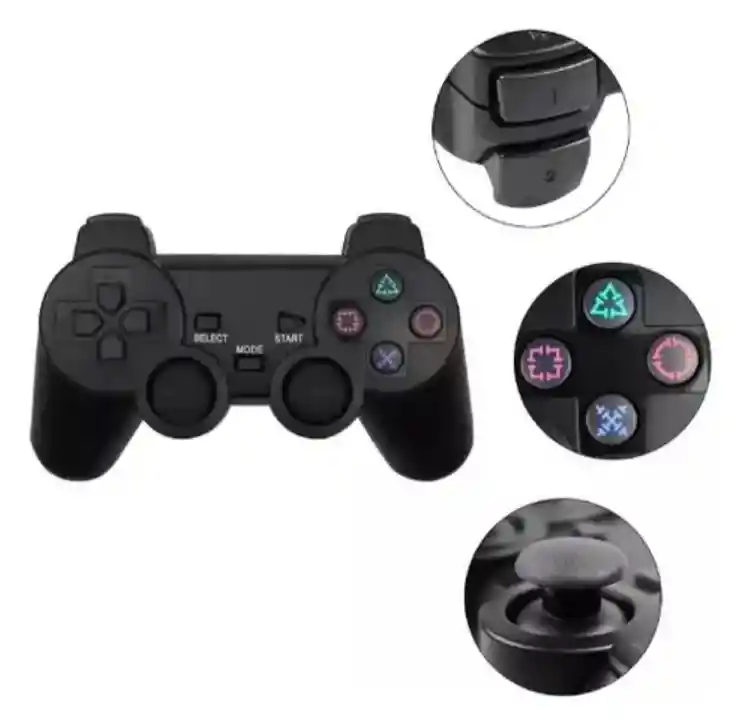 Control Joystick Inalámbrico Para Ps2 Con Doble Vibración, Ergonómico Y Alcance De Hasta 10 Metros