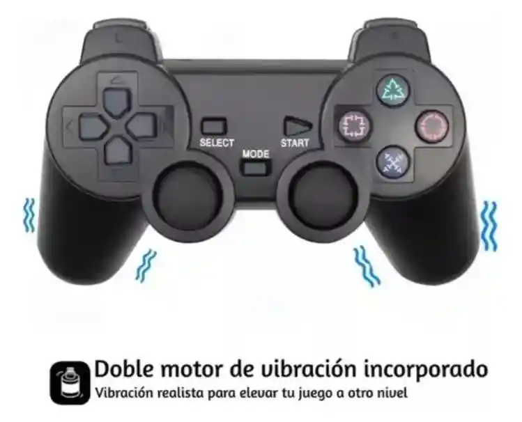 Control Joystick Inalámbrico Para Ps2 Con Doble Vibración, Ergonómico Y Alcance De Hasta 10 Metros