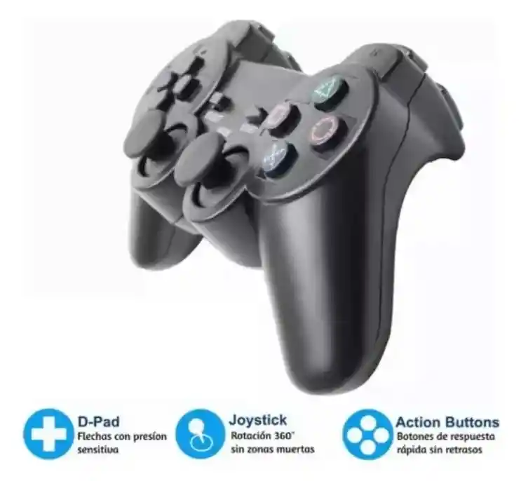 Control Joystick Inalámbrico Para Ps2 Con Doble Vibración, Ergonómico Y Alcance De Hasta 10 Metros