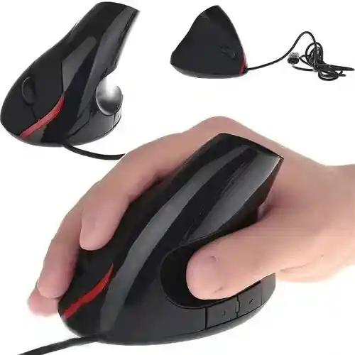 Mouse Vertical Ergonómico 5 Botones Alámbrico Usb Con Sensor Óptico, Ideal Para Reducir Dolor Y Mejorar Postura