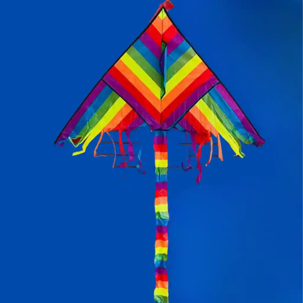 Cometa Para Volar Diamante Chulo Multicolor 130 X65cm Mediana Con Cola + Pita