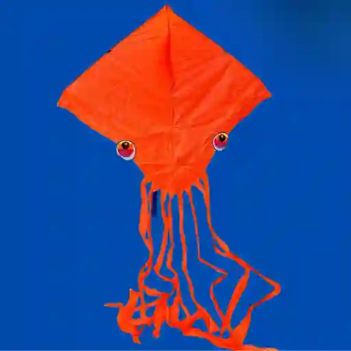 Cometa Para Volar Diamante Pulpo Naranja 220 X155cm Extra Grande Con Cola + Pita
