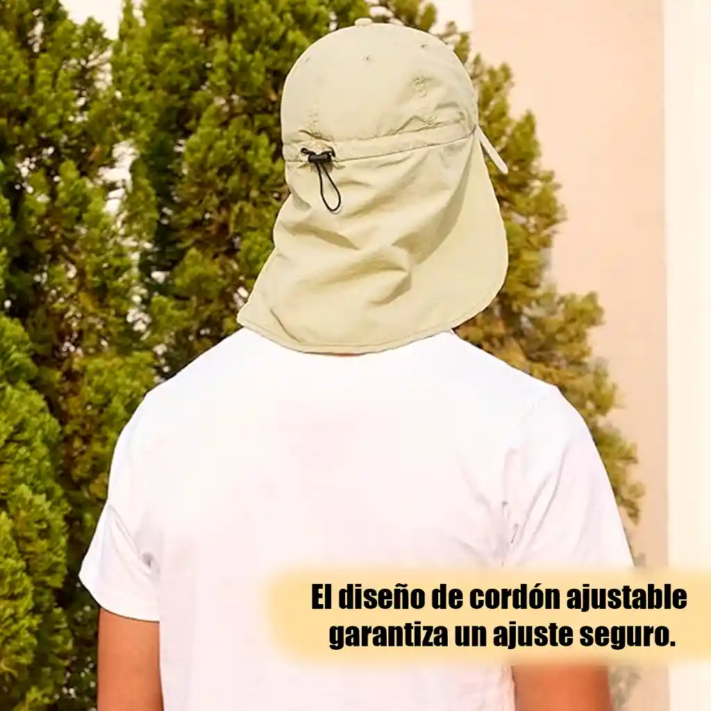 Gorra O Cachucha Safari Tapa Cuello En Dril Uni Color Beige