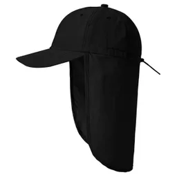 Gorra O Cachucha Safari Tapa Cuello En Dril Uni Color Negro