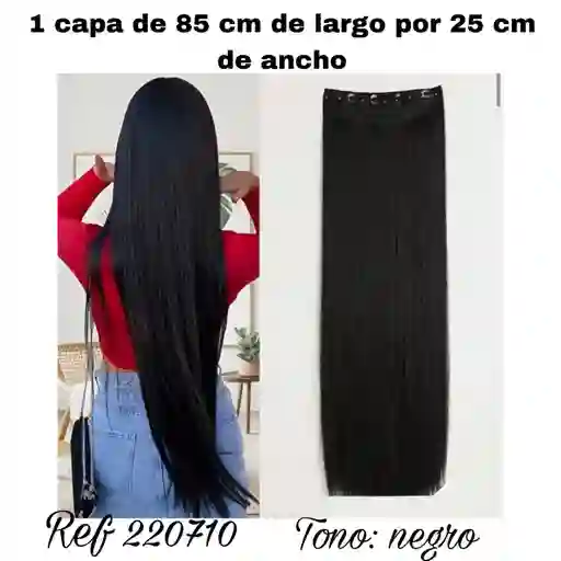 Extensión De Cabello De Una Capa En Tono Negro De 85 Cm De Largo
