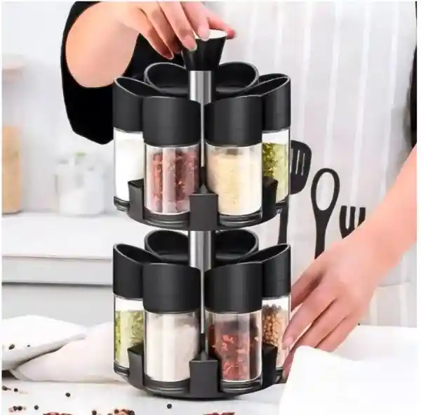 Especiero Condimenteros 2 Niveles Set 12 Envases Giratorio