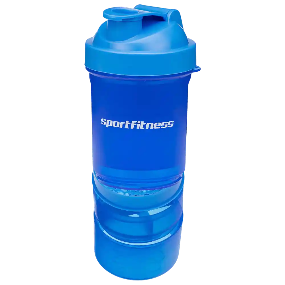 Shaker Con Compartimientos 400ml Azul