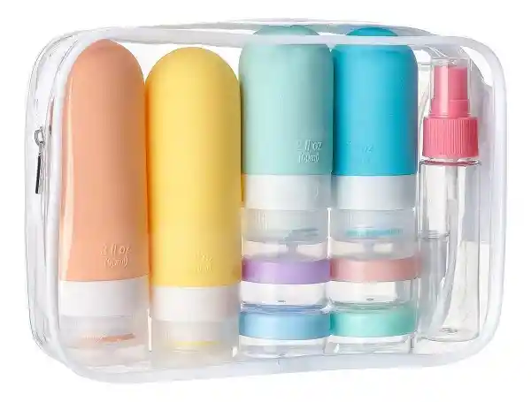 Kit Botellas Recipientes De Silicona Viaje 15 Piezas