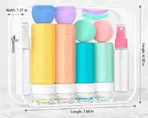 Kit Botellas Recipientes De Silicona Viaje 15 Piezas