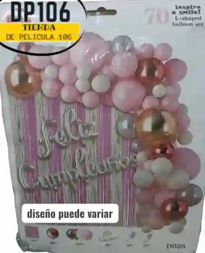 Decoracion Globos Rosa Feliz Cumpleaños 70 Und