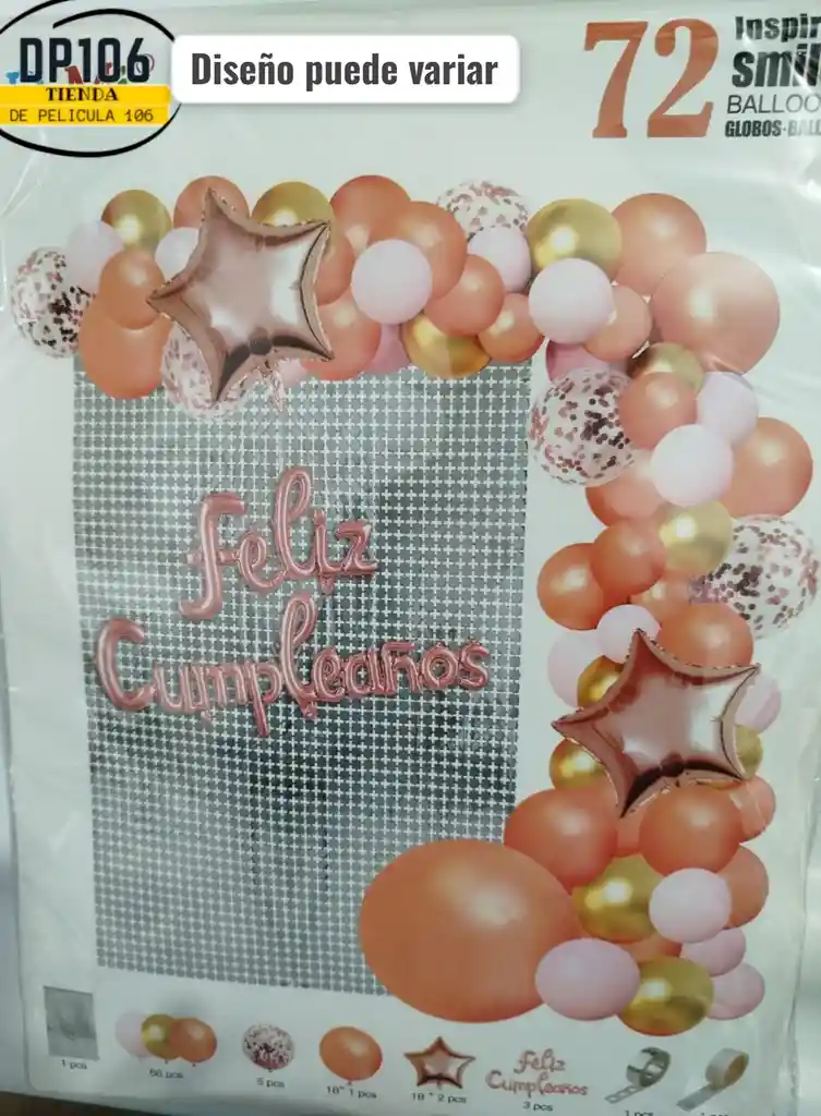 Decoracion Globos Rosa Feliz Cumpleaños 70 Und