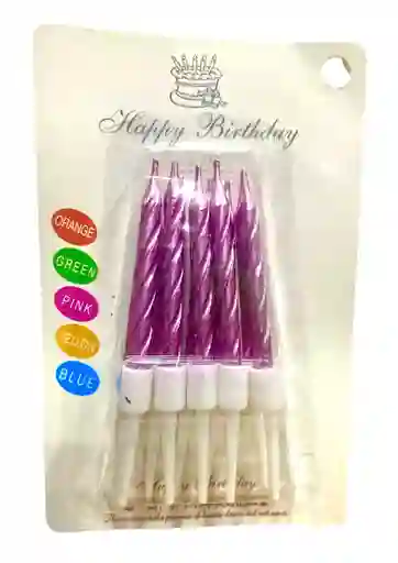 Vela Metalizada Oro Rosa 7 Cm X 10 Unidades