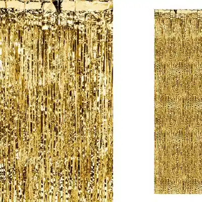 Cortina De Tiras Para Decoracion De Fiestas Color Dorado
