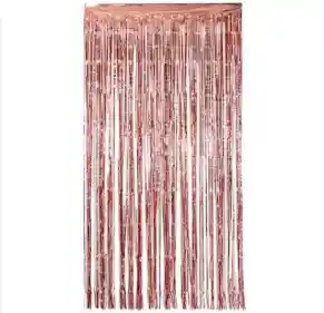 Cortina De Tiras Para Decoracion De Fiestas Color Oro Rosa