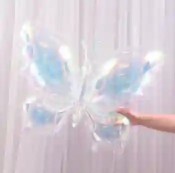 Bomba Globo Metalico Diseño De Mariposa Color Rosado 72cm X 98cm