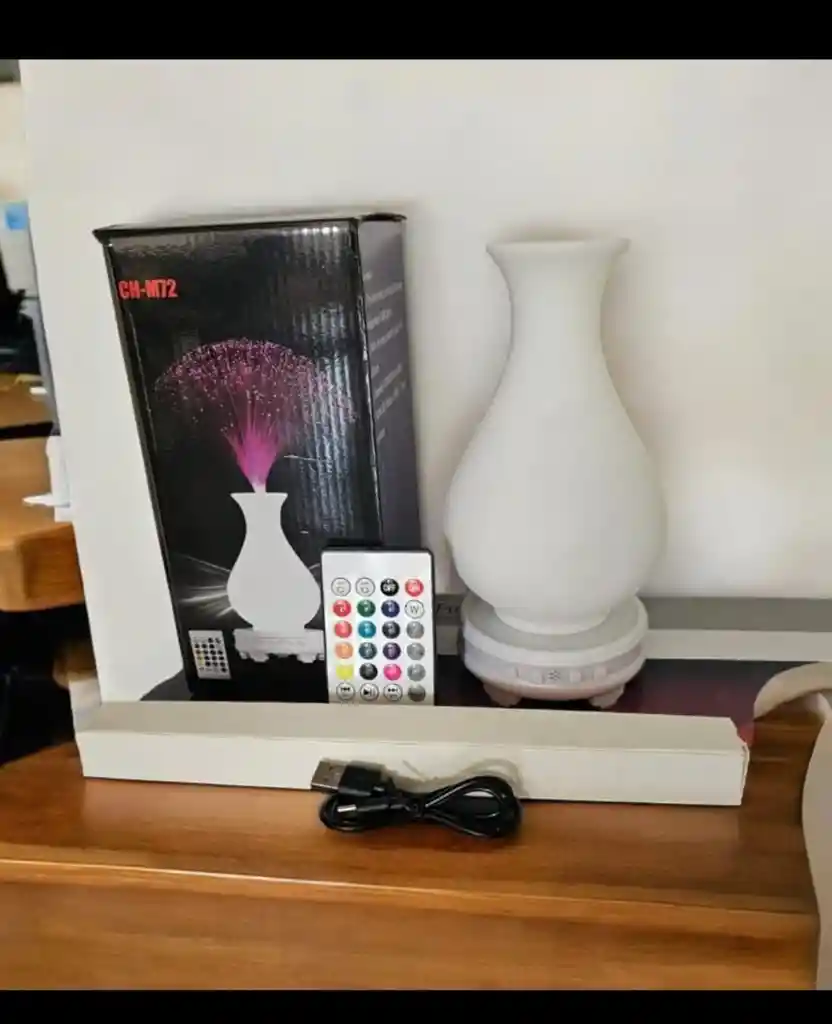 Parlante Florero Maceta Luminosa Bluetooth 12 Colores Fibra Óptica Con Control Remoto