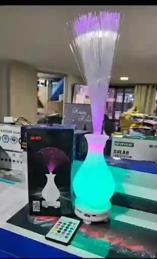 Parlante Florero Maceta Luminosa Bluetooth 12 Colores Fibra Óptica Con Control Remoto