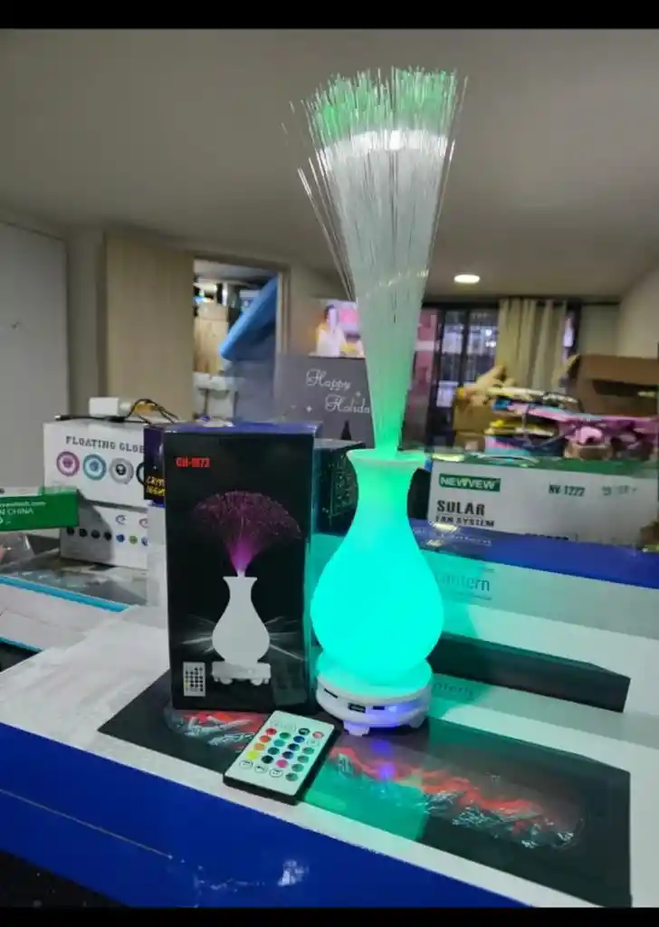 Parlante Florero Maceta Luminosa Bluetooth 12 Colores Fibra Óptica Con Control Remoto