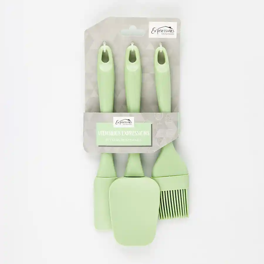 Utensilios Expressions Set X3 En Silicona Verde