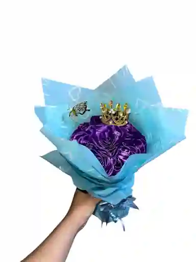 Ramo De Rosas Eternas Moradas Y Corona.