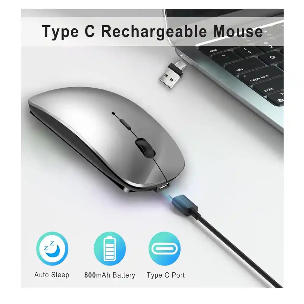 Mouse Raton Inalámbrico Bluetooth Pc Cell Tablet Recargable