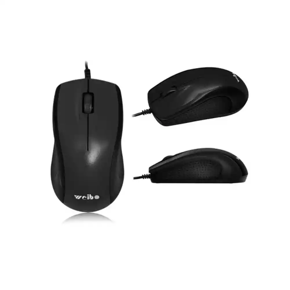 Mouse Weibo Alambrico Sensor Optico Raton Pc Portatil Cable Negro