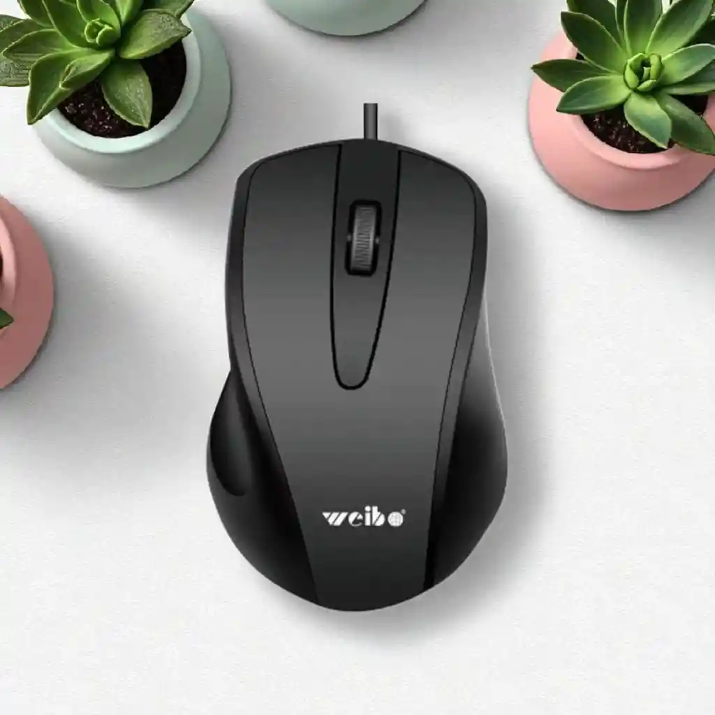 Mouse Weibo Alambrico Sensor Optico Raton Pc Portatil Cable Negro