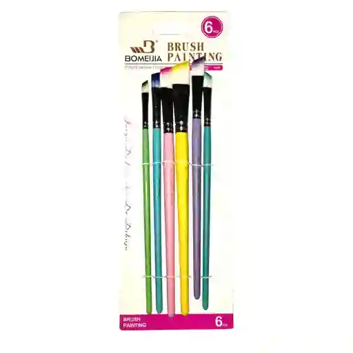 Pincel Colores X 6 Redondo Angular A0764x