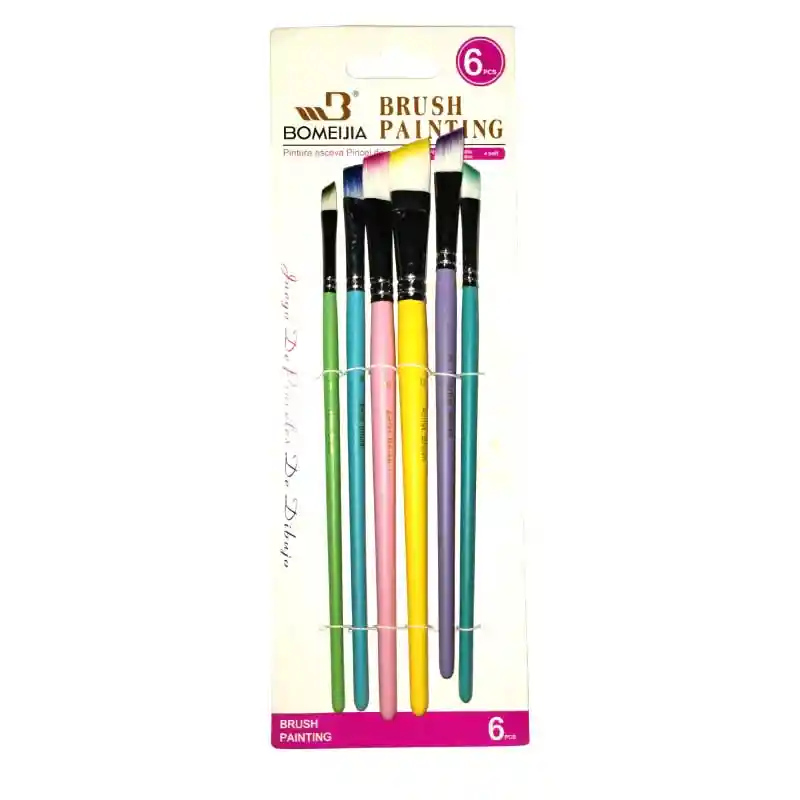 Pincel Colores X 6 Redondo Angular A0764x