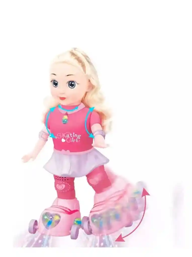 Muñeca Patinadora Luces Sonidos Juguete Niñas Rosada