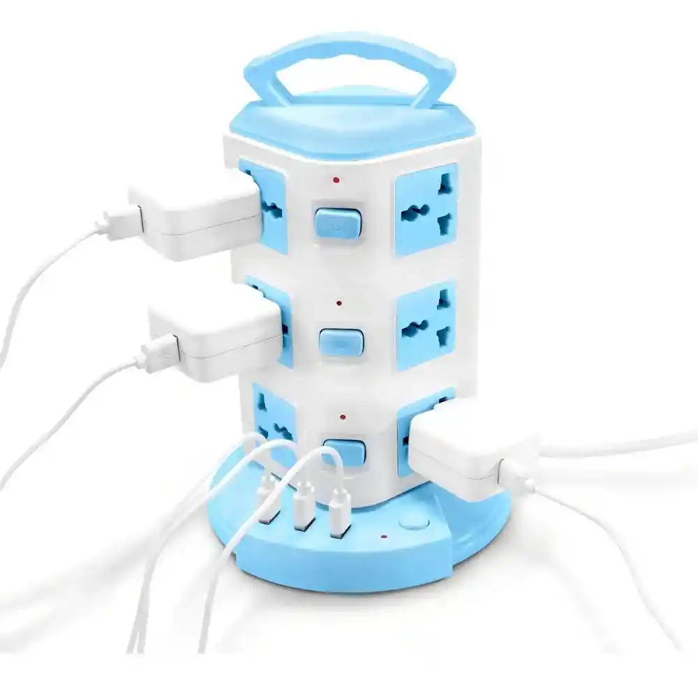 Torre Vertical Multitoma 12 Conexiones 3 Pisos 2500w X3 Usb