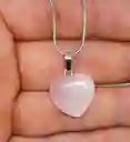 Collar Cuarzo Rosa Corazón Cadena Bañada En Plata Ley 925