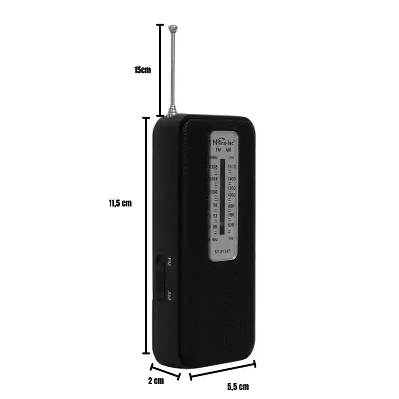 Radio Portátil Nano-tec Nt-r1247 Am/fm - Práctico, Ligero Y Con Gran Alcance