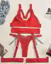 Conjunto Rojo Lenceria Sexy Con Cadenas