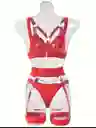Conjunto Rojo Lenceria Sexy Con Cadenas