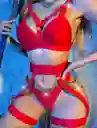 Conjunto Rojo Lenceria Sexy Con Cadenas