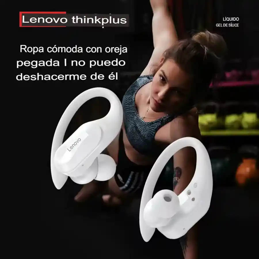 Auriculares Deportivos Lenovo Lp75 Sonido Hifi Y Enc Impermeables Blancos