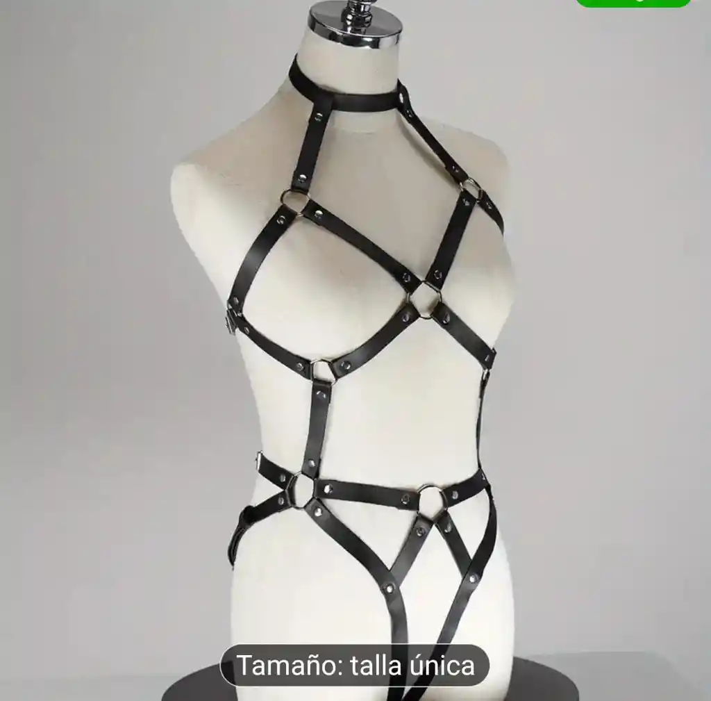 Traje En Tipo Cuero Sexy Lenceria