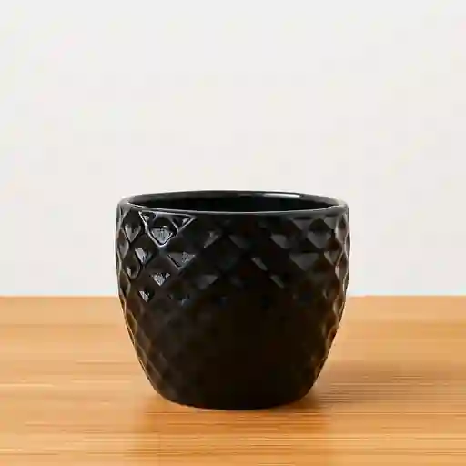 Maceta Negra Redonda Texturizada