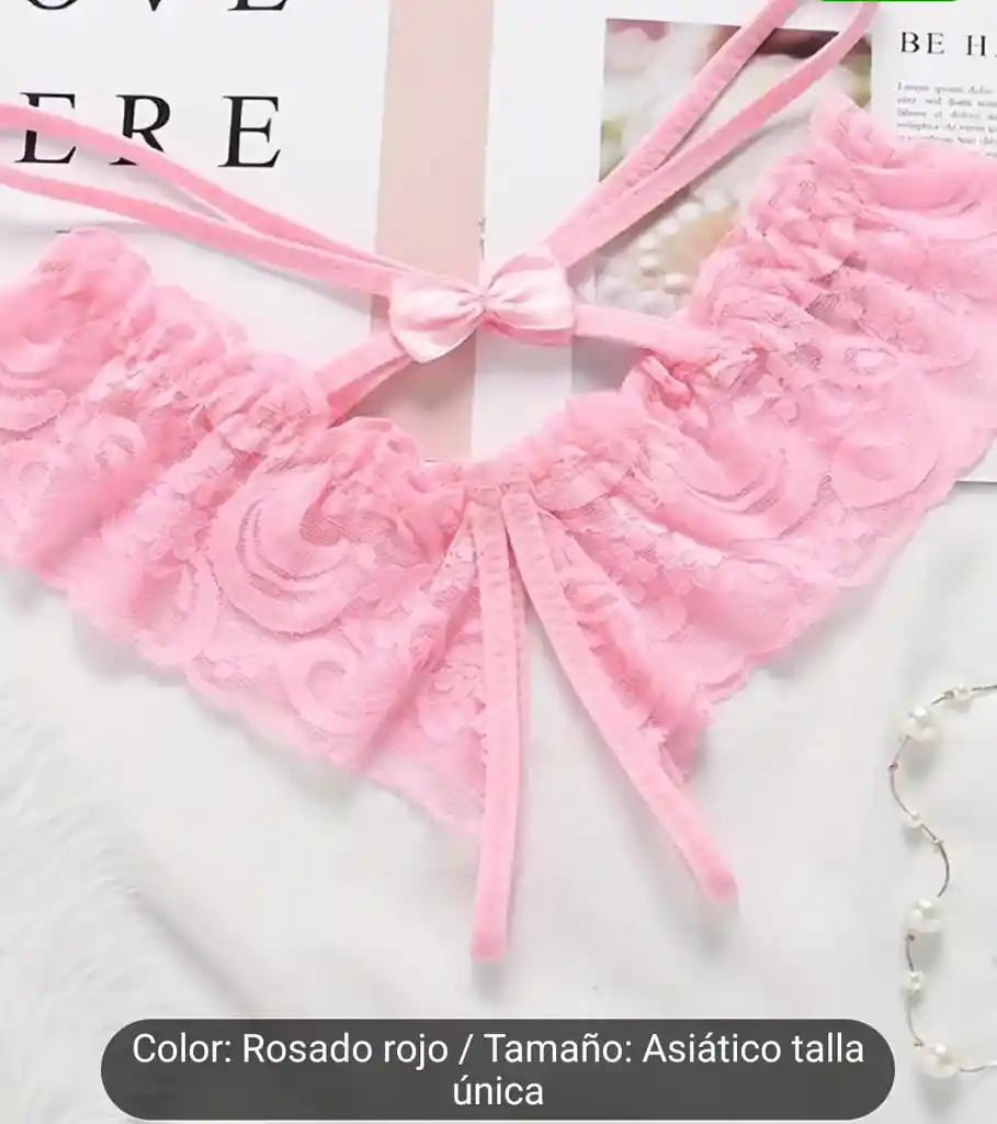 Tanga Rosada Con Encaje