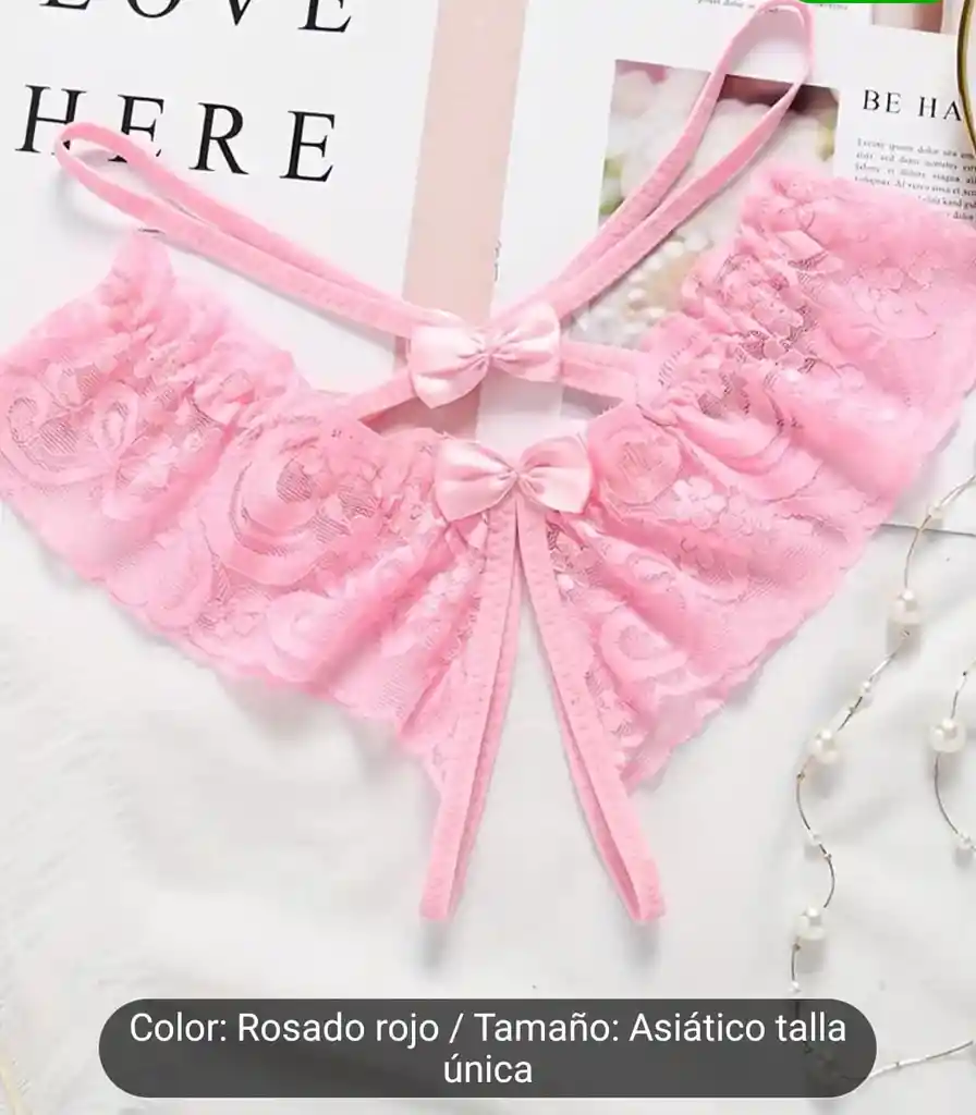 Tanga Rosada Con Encaje